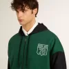 Sudadera con capucha reversible verde y azul para hombre Sudadera con capucha reversible verde y azul para hombre