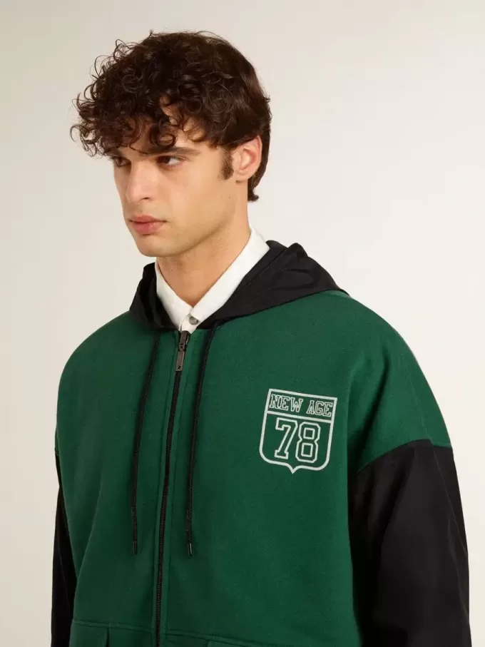 Sudadera con capucha reversible verde y azul para hombre Sudadera con capucha reversible verde y azul para hombre