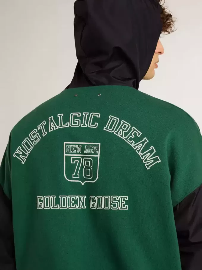 Sudadera con capucha reversible verde y azul para hombre Sudadera con capucha reversible verde y azul para hombre