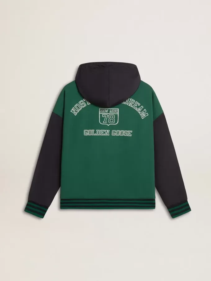 Sudadera con capucha reversible verde y azul para hombre Sudadera con capucha reversible verde y azul para hombre