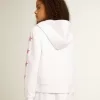 Sudadera con cremallera para niña en color blanco con estrellas brillantes en las mangas Sudadera con cremallera para niña en color blanco con estrellas brillantes en las mangas