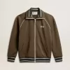 Sudadera con cremallera verde militar para hombre con logotipo blanco Sudadera con cremallera verde militar para hombre con logotipo blanco