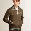 Sudadera con cremallera verde militar para hombre con logotipo blanco Sudadera con cremallera verde militar para hombre con logotipo blanco