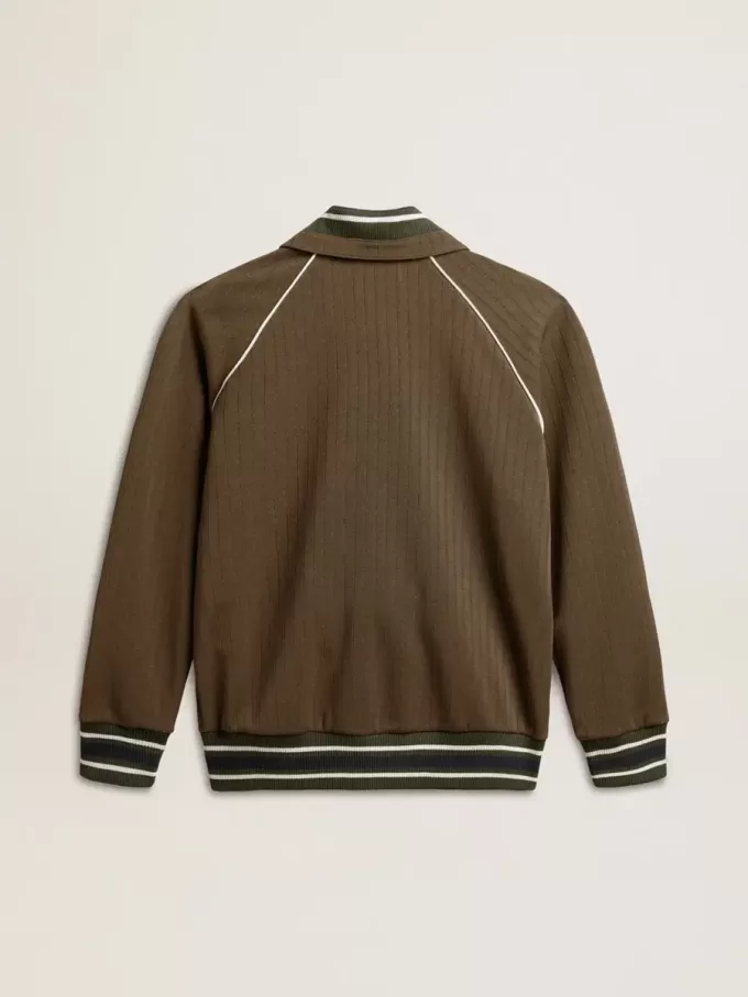 Sudadera con cremallera verde militar para hombre con logotipo blanco Sudadera con cremallera verde militar para hombre con logotipo blanco