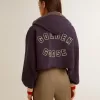 Sudadera corta azul oscuro con cremallera y capucha bordada Sudadera corta azul oscuro con cremallera y capucha bordada