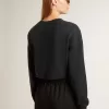 Sudadera corta de algodón para mujer con cristales en la parte delantera Sudadera corta de algodón para mujer con cristales en la parte delantera