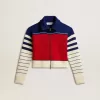 Sudadera corta de lana a rayas multicolor para mujer Sudadera corta de lana a rayas multicolor para mujer