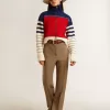 Sudadera corta de lana a rayas multicolor para mujer Sudadera corta de lana a rayas multicolor para mujer