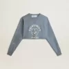 Sudadera corta en azul celeste con acabado desgastado Sudadera corta en azul celeste con acabado desgastado