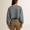 Sudadera corta en azul celeste con acabado desgastado Sudadera corta en azul celeste con acabado desgastado
