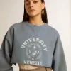 Sudadera corta en azul celeste con acabado desgastado Sudadera corta en azul celeste con acabado desgastado