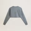 Sudadera corta en azul celeste con acabado desgastado Sudadera corta en azul celeste con acabado desgastado