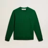 Sudadera de cuello redondo en felpa de algodón verde Sudadera de cuello redondo en felpa de algodón verde