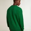 Sudadera de cuello redondo en felpa de algodón verde Sudadera de cuello redondo en felpa de algodón verde