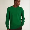 Sudadera de cuello redondo en felpa de algodón verde Sudadera de cuello redondo en felpa de algodón verde