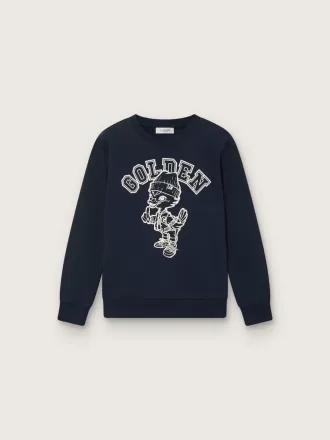 Sudadera de cuello redondo Journey para niño en algodón azul marino con estampado de mascota
