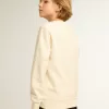 Sudadera en blanco desgastado con letras doradas multicolores en la parte delantera Sudadera en blanco desgastado con letras doradas multicolores en la parte delantera