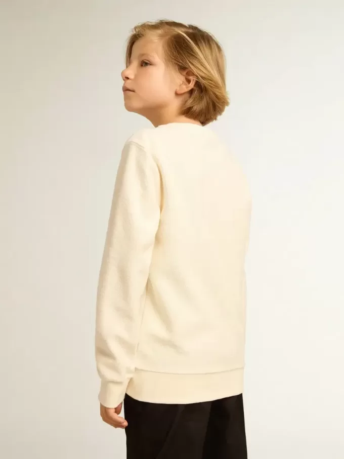 Sudadera en blanco desgastado con letras doradas multicolores en la parte delantera Sudadera en blanco desgastado con letras doradas multicolores en la parte delantera