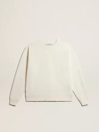 Sudadera en blanco envejecido con logotipo invertido en la espalda – Jersey Capsule