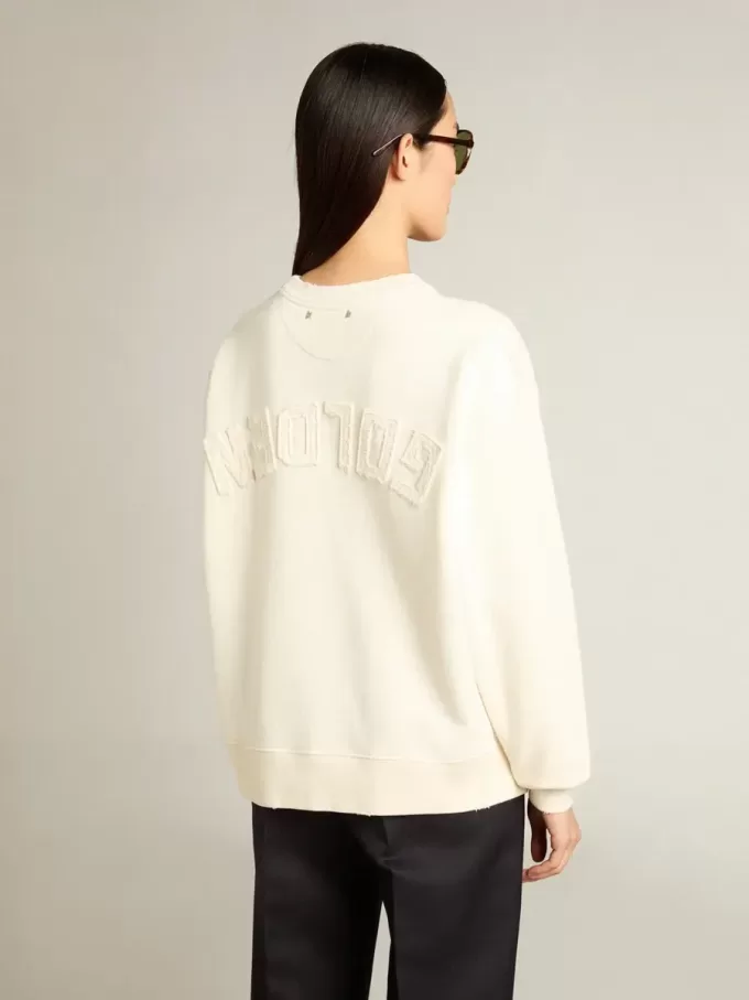 Sudadera en blanco envejecido con logotipo invertido en la espalda – Jersey Capsule Sudadera en blanco envejecido con logotipo invertido en la espalda – Jersey Capsule