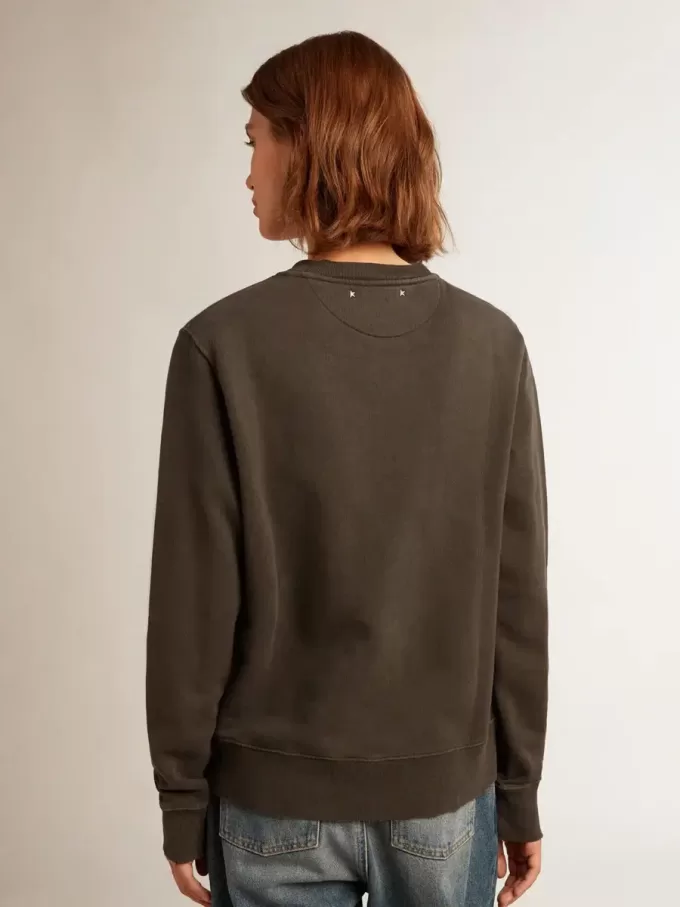 Sudadera gris antracita con cristales para mujer Sudadera gris antracita con cristales para mujer