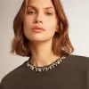 Sudadera gris antracita con cristales para mujer Sudadera gris antracita con cristales para mujer