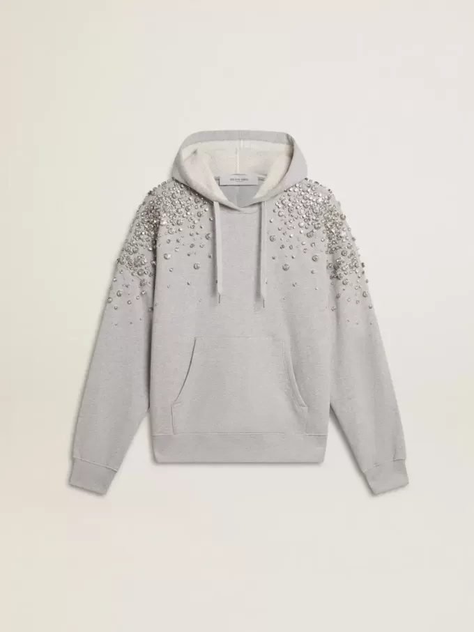 Sudadera gris con capucha y adornos de cristales Sudadera gris con capucha y adornos de cristales