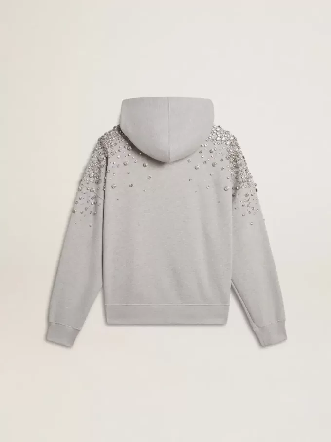 Sudadera gris con capucha y adornos de cristales Sudadera gris con capucha y adornos de cristales