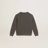 Sudadera gris desgastada con letras de cristal Sudadera gris desgastada con letras de cristal
