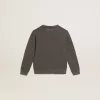Sudadera gris desgastada con letras de cristal Sudadera gris desgastada con letras de cristal