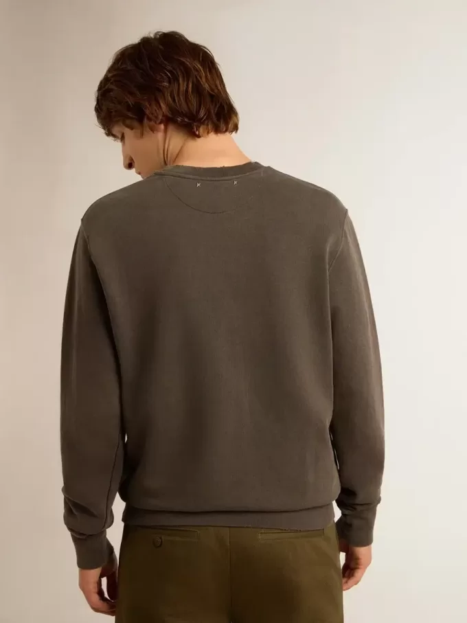 Sudadera gris para hombre con logotipo y efecto desgastado Sudadera gris para hombre con logotipo y efecto desgastado