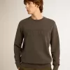 Sudadera gris para hombre con logotipo y efecto desgastado Sudadera gris para hombre con logotipo y efecto desgastado