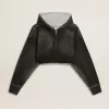 Sudadera gris recortada con efecto desgastado Sudadera gris recortada con efecto desgastado