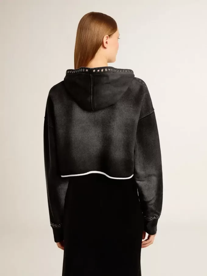 Sudadera gris recortada con efecto desgastado Sudadera gris recortada con efecto desgastado