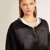 Sudadera gris recortada con efecto desgastado Sudadera gris recortada con efecto desgastado