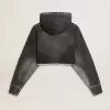 Sudadera gris recortada con efecto desgastado Sudadera gris recortada con efecto desgastado