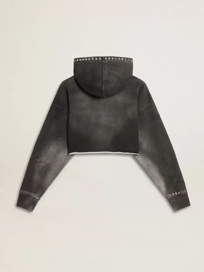 Sudadera gris recortada con efecto desgastado Sudadera gris recortada con efecto desgastado