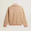 Sudadera ligera beige con cremallera y logotipo blanco para mujer Sudadera ligera beige con cremallera y logotipo blanco para mujer