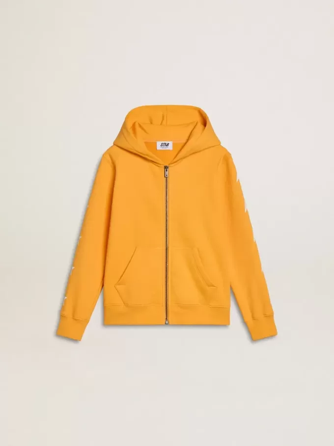 Sudadera naranja para niño con cierre de cremallera