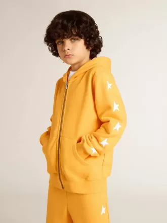 Sudadera naranja para niño con cierre de cremallera