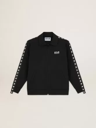 Sudadera negra con cremallera y estrellas blancas para hombre