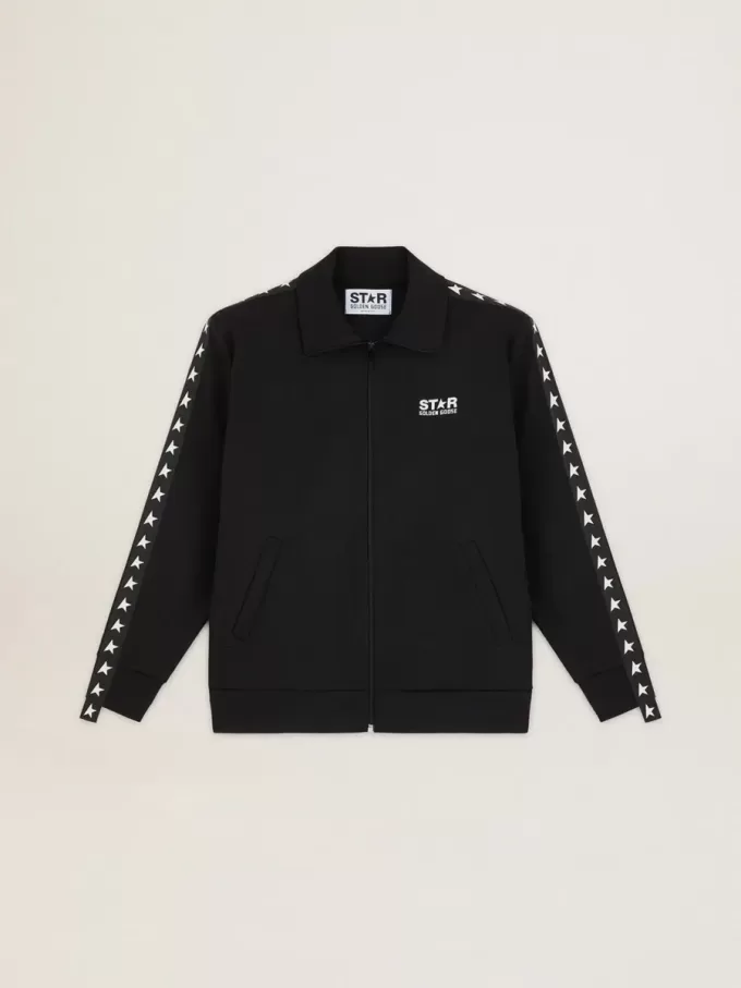 Sudadera negra con cremallera y estrellas blancas para hombre Sudadera negra con cremallera y estrellas blancas para hombre