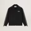 Sudadera negra con cremallera y estrellas blancas para mujer Sudadera negra con cremallera y estrellas blancas para mujer