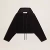Sudadera negra de chenilla para mujer con bordado en la espalda Sudadera negra de chenilla para mujer con bordado en la espalda