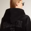 Sudadera negra de chenilla para mujer con bordado en la espalda Sudadera negra de chenilla para mujer con bordado en la espalda