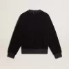 Sudadera negra de cuello redondo con letras bordadas Sudadera negra de cuello redondo con letras bordadas