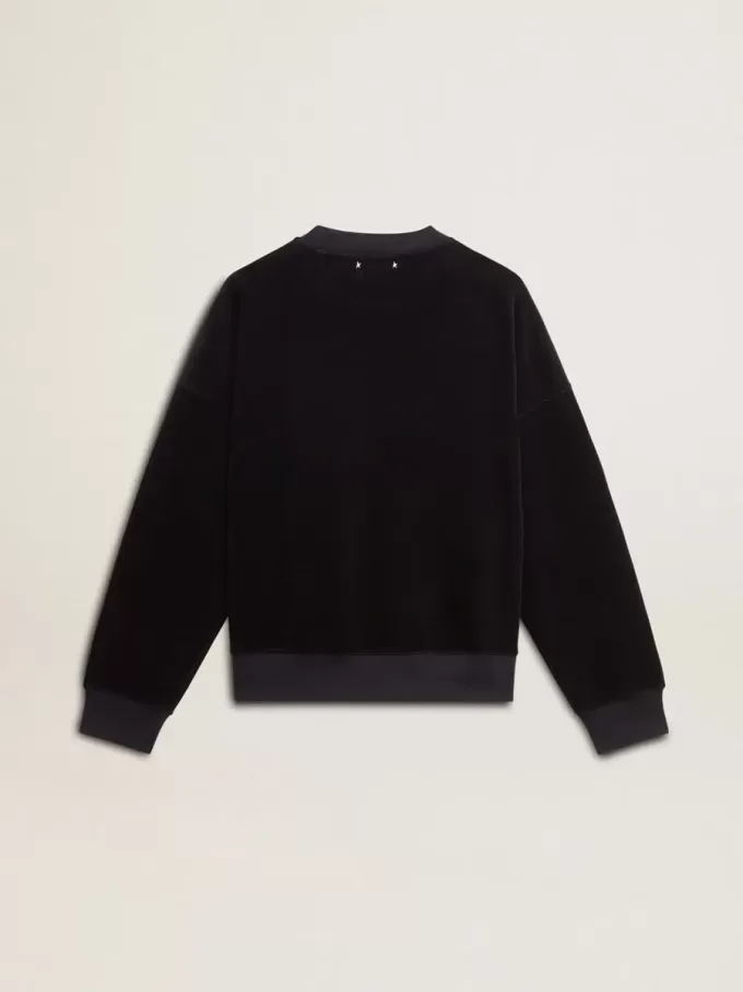Sudadera negra de cuello redondo con letras bordadas Sudadera negra de cuello redondo con letras bordadas