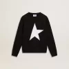 Sudadera negra para niño con una estrella maxi blanca en la parte delantera