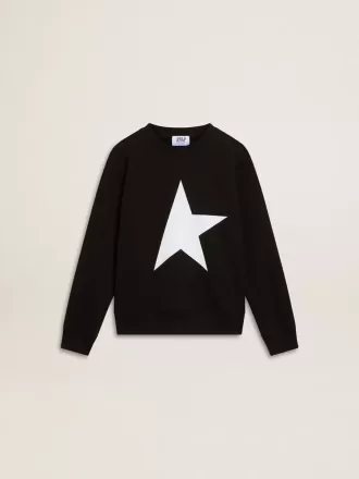 Sudadera negra para niño con una estrella maxi blanca en la parte delantera