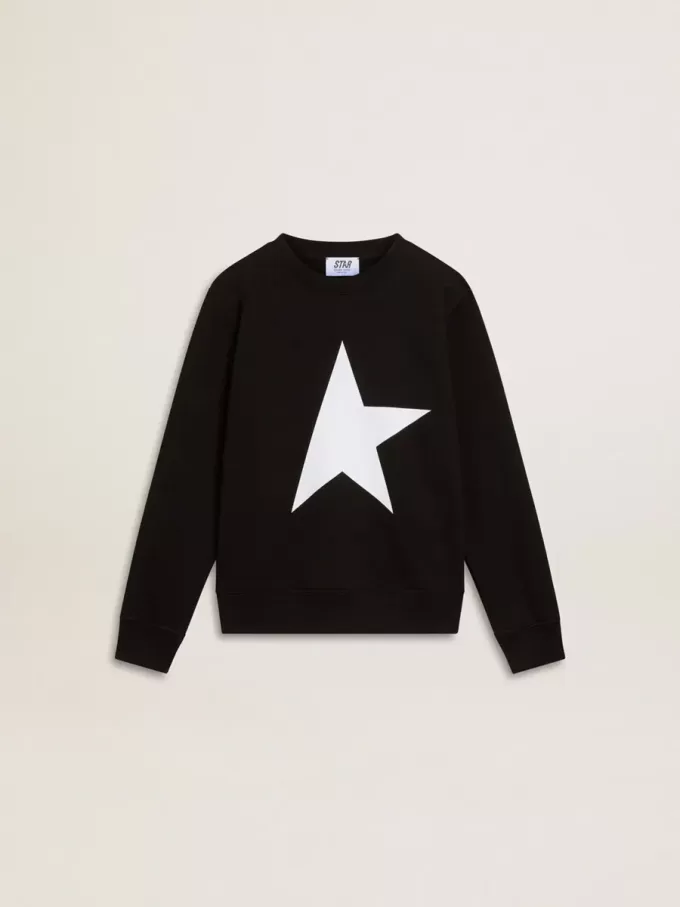 Sudadera negra para niño con una estrella maxi blanca en la parte delantera